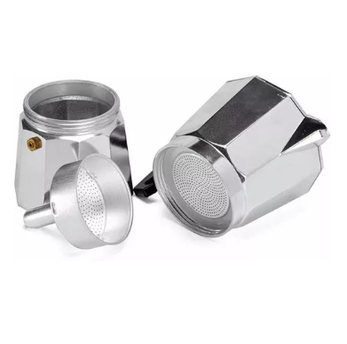 Cafetera italiana 6 tazas de aluminio plateado