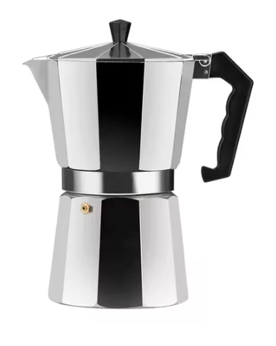 Cafetera italiana 6 tazas de aluminio plateado