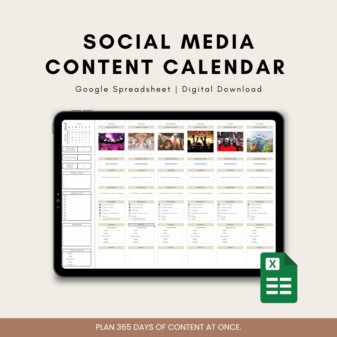 365 Day Social Media Content Planner Template