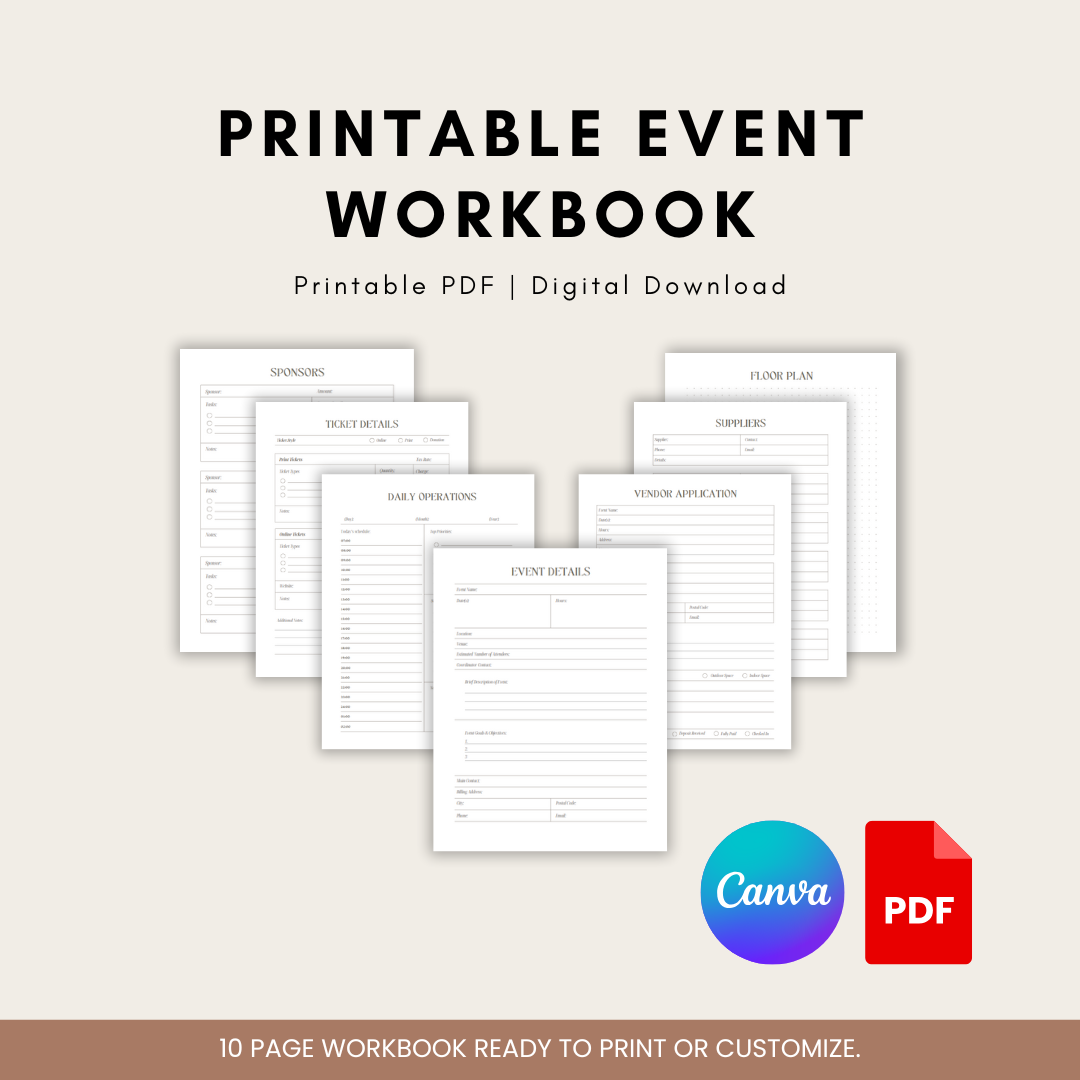 Printable Event Workbook Template