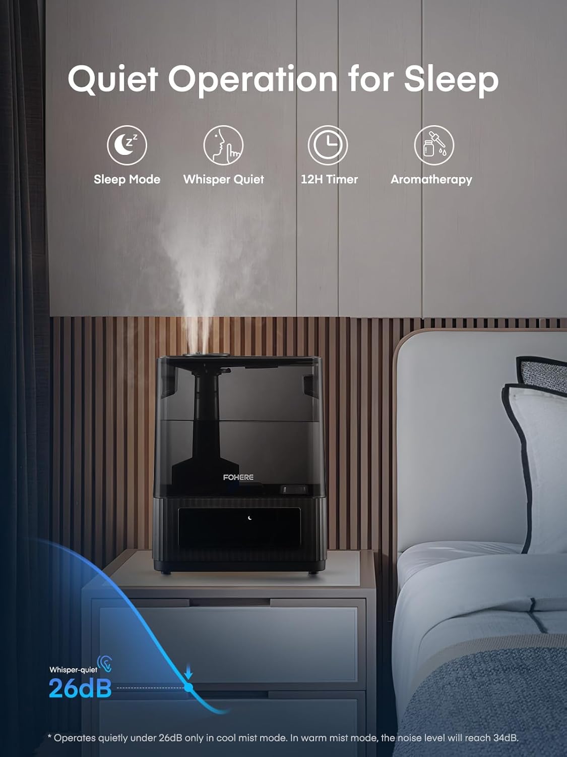 Pallet: FOHERE 6L Warm and Cool Mist Humidifiers for Bedroom, 60H Quiet Runtime, Smart Humidity Control, Oil Diffuser, Sleep Mode, 12H Timer