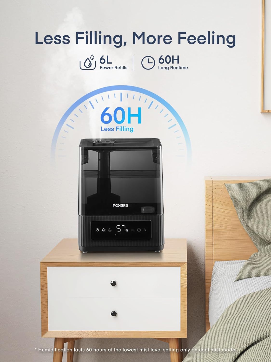 Pallet: FOHERE 6L Warm and Cool Mist Humidifiers for Bedroom, 60H Quiet Runtime, Smart Humidity Control, Oil Diffuser, Sleep Mode, 12H Timer
