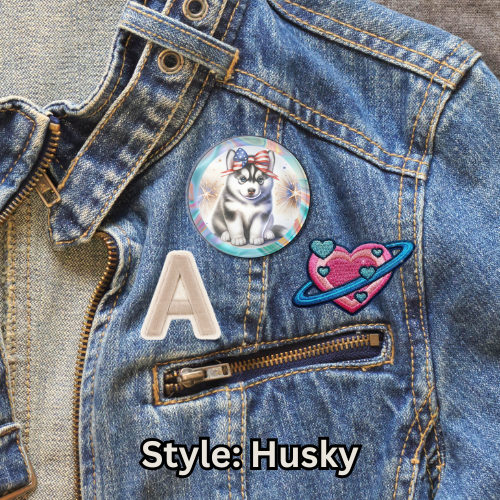 Button: Patriotic, Pin-Back Style: Husky
