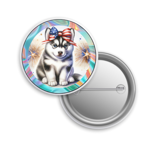 Button: Patriotic, Pin-Back Style: Husky
