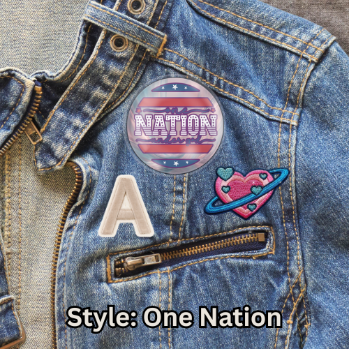 Button: Patriotic, Pin-Back Style: One Nation