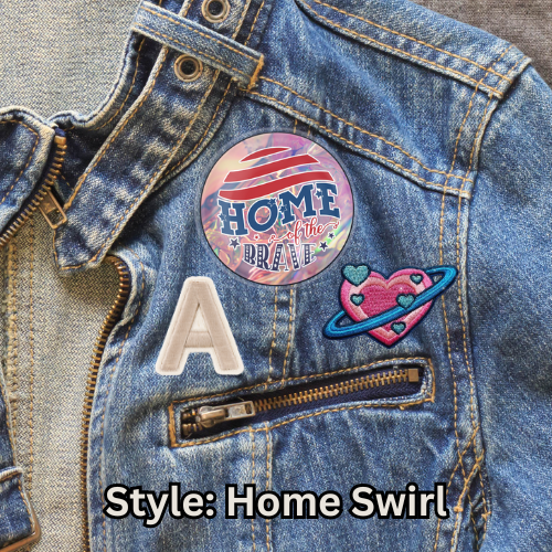 Button: Patriotic, Pin-Back Style: Home Swirl
