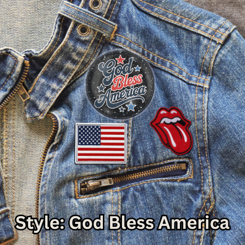 Button: Patriotic, Pin-Back Style: God Bless America