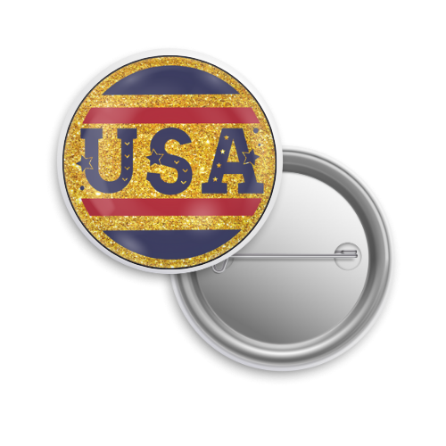 Button: Patriotic, Pin-Back Style: USA