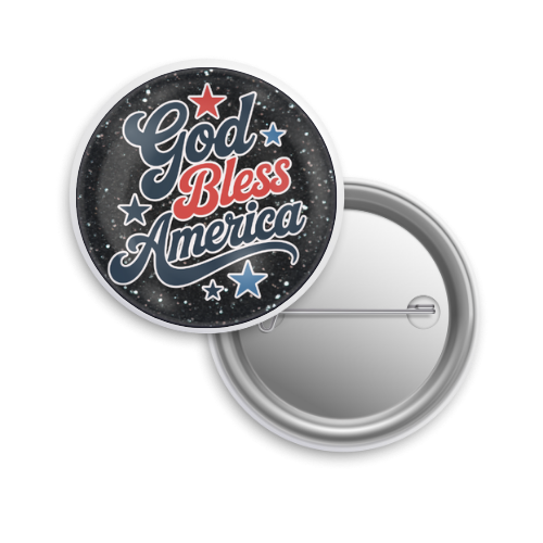 Button: Patriotic, Pin-Back Style: God Bless America
