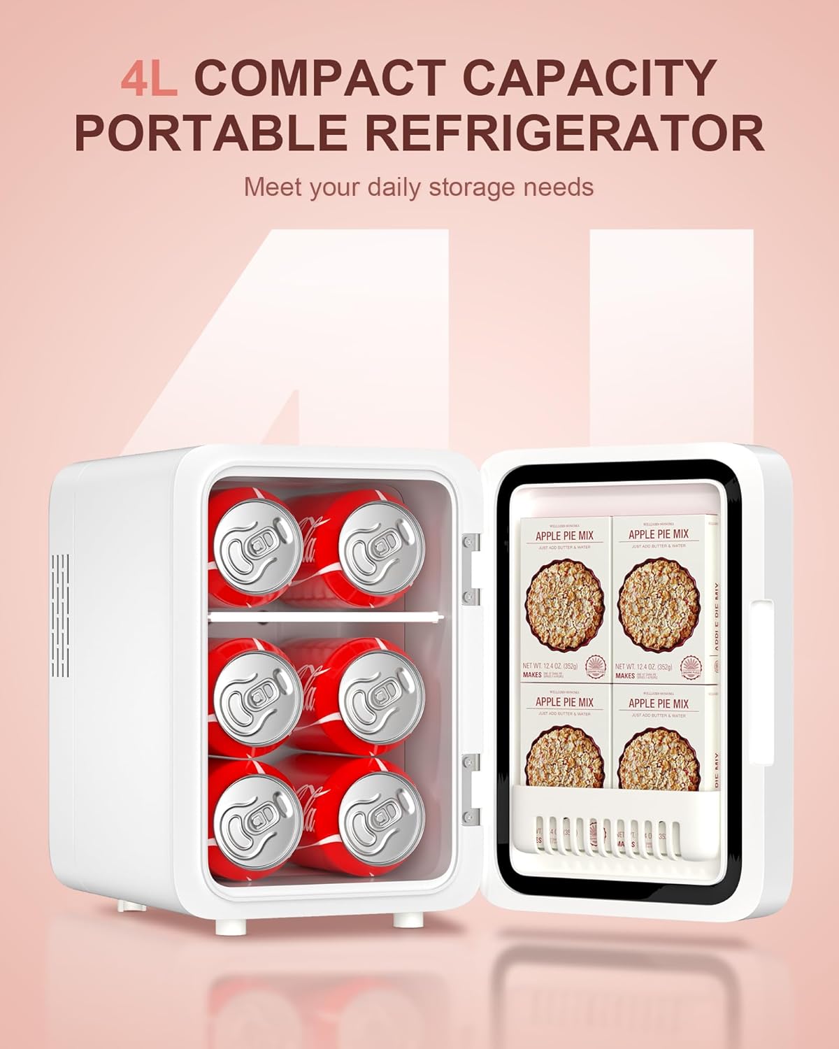 Pallet: Skincare Fridge With Dimmable LED Light Mirror, 4L Makeup Mini Fridge
