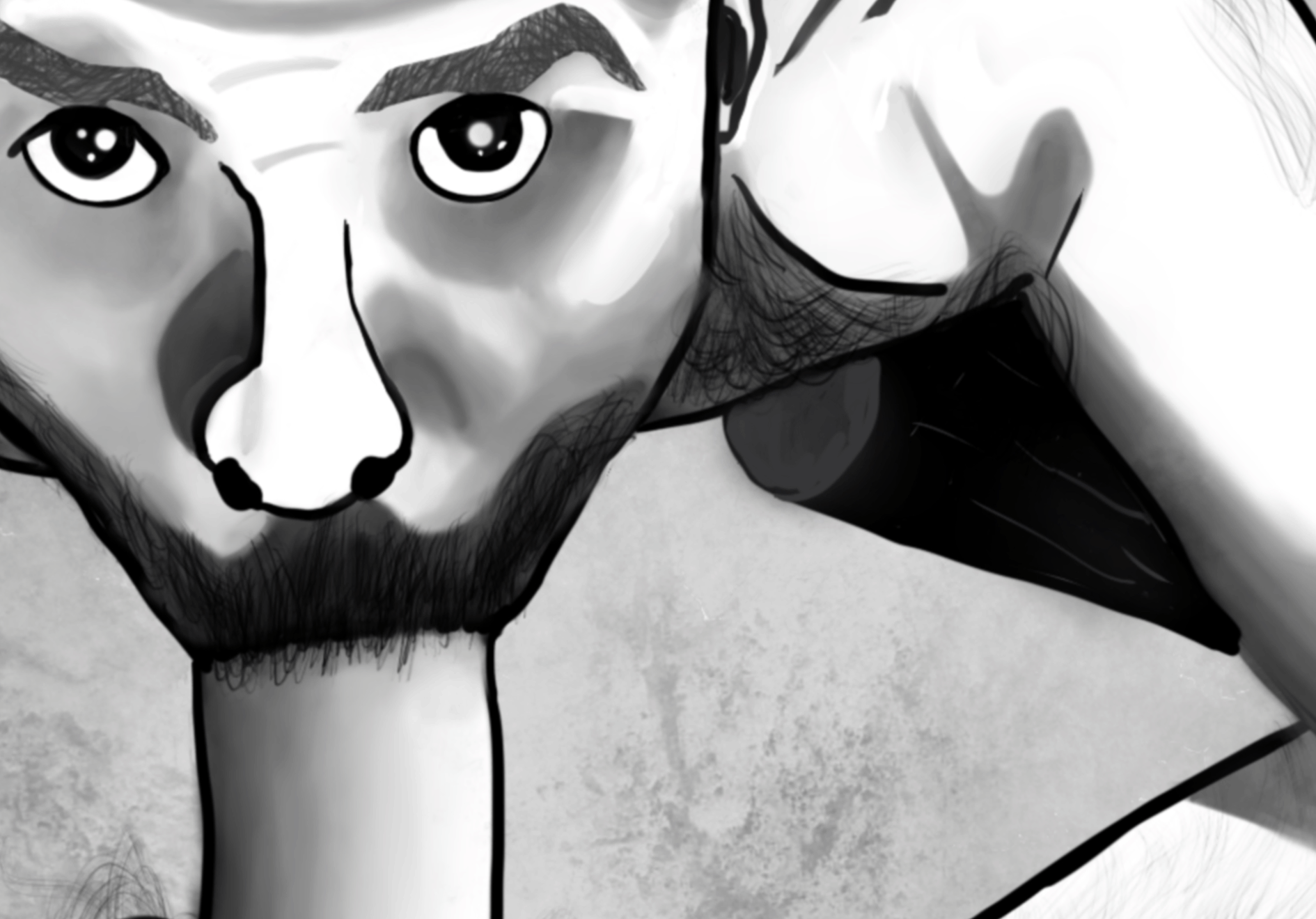 My slave takes my dick (B&W)