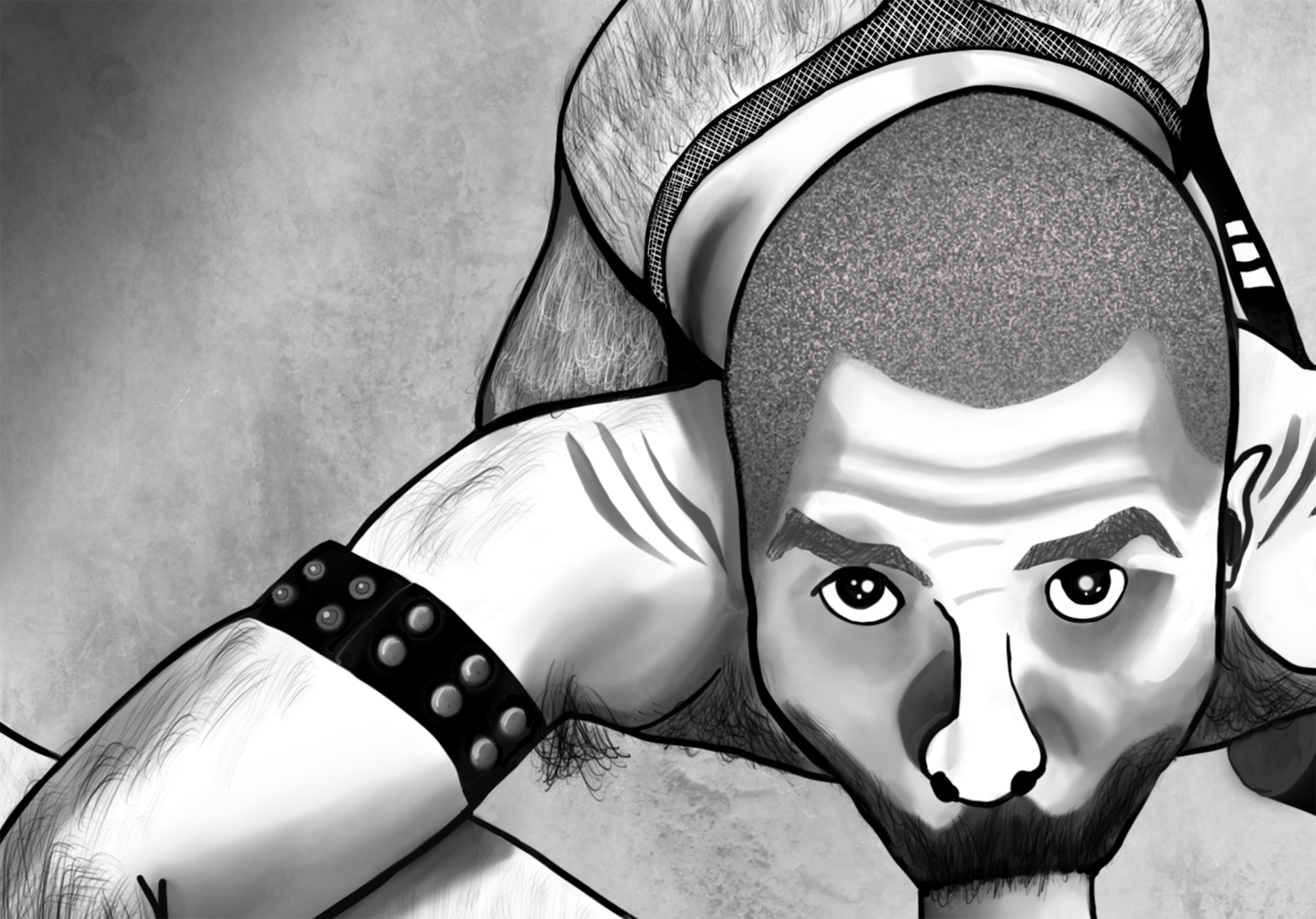 My slave takes my dick (B&W)