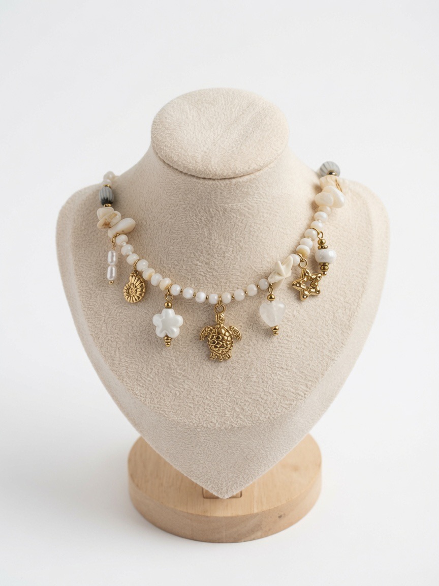 Collier Tortue Perlé Breloques