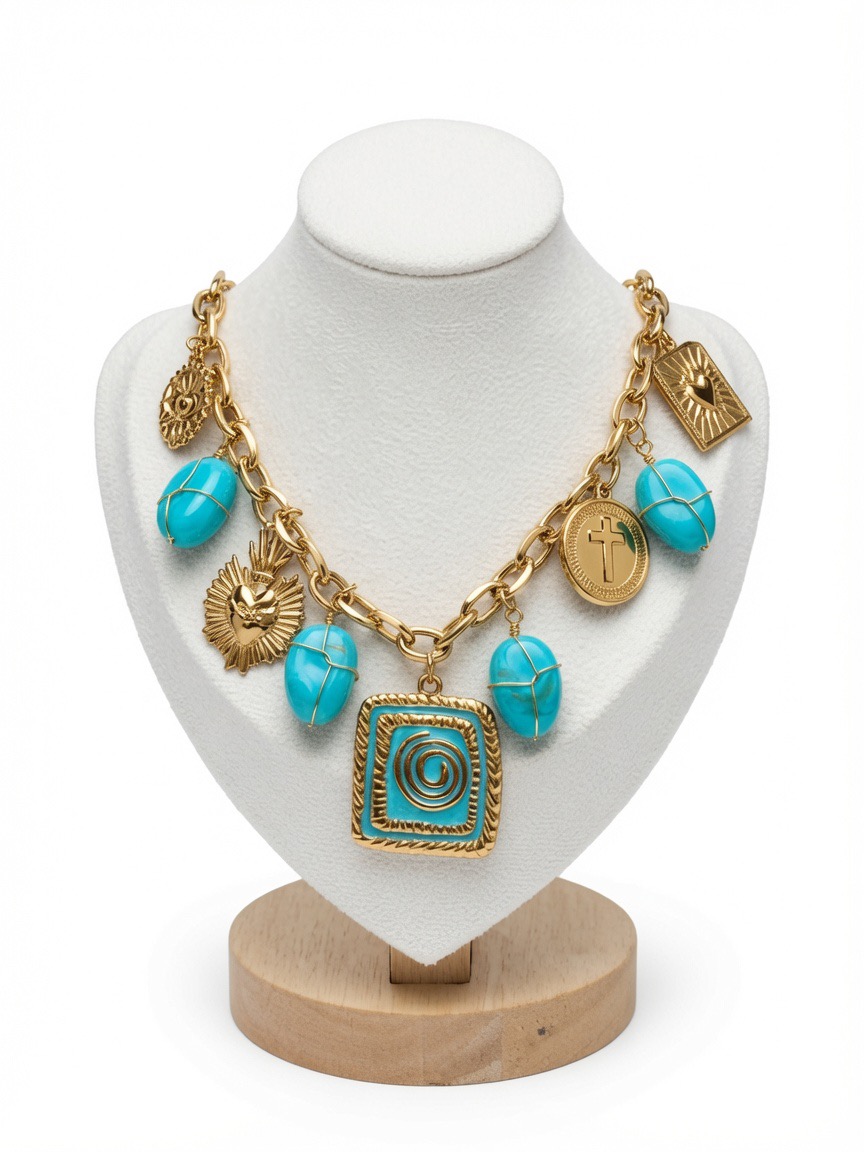 Collier Obsidian Breloques