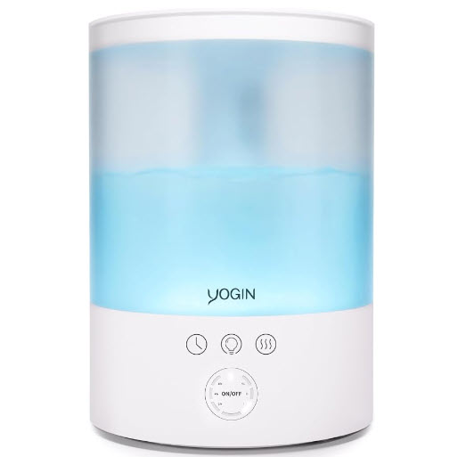 YOGIN Humidifiers for Bedroom Large room,Top fill 2.5L Ultrasonic cool mist Humidifiers for Baby Nursery and Plants,Up to 24 Hours, 24db Quiet,Night Light, Auto Shut Off, Easy Clean Humidifier
