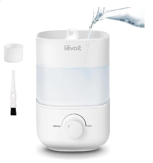 LEVOIT Top Fill Humidifiers for Bedroom, 2.5L Tank for Large Room, Easy to Fill & Clean, 28dB Quiet Cool Mist Air Humidifier for Home Baby Nursery & Plants, Auto Shut-off and BPA-Free for Safety, 25H
