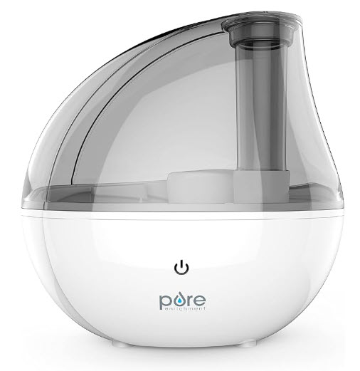 Pure Enrichment MistAire Silver Ultrasonic Cool Mist Humidifier for Bedroom, Office, Nursery & Indoor Plants - Lasts Up to 25 Hours, Whisper-Quiet Operation, Optional Night Light, & Auto Shut-Off