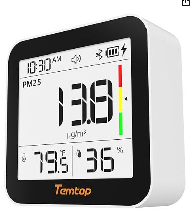 Temtop M10+ Indoor Air Quality Monitor, 6-in-1 CO2, PM2.5, VOC Detection, Smart Temperature & Humidity Sensor, with App Connectivity for Home Air Quality Testing & Analysis