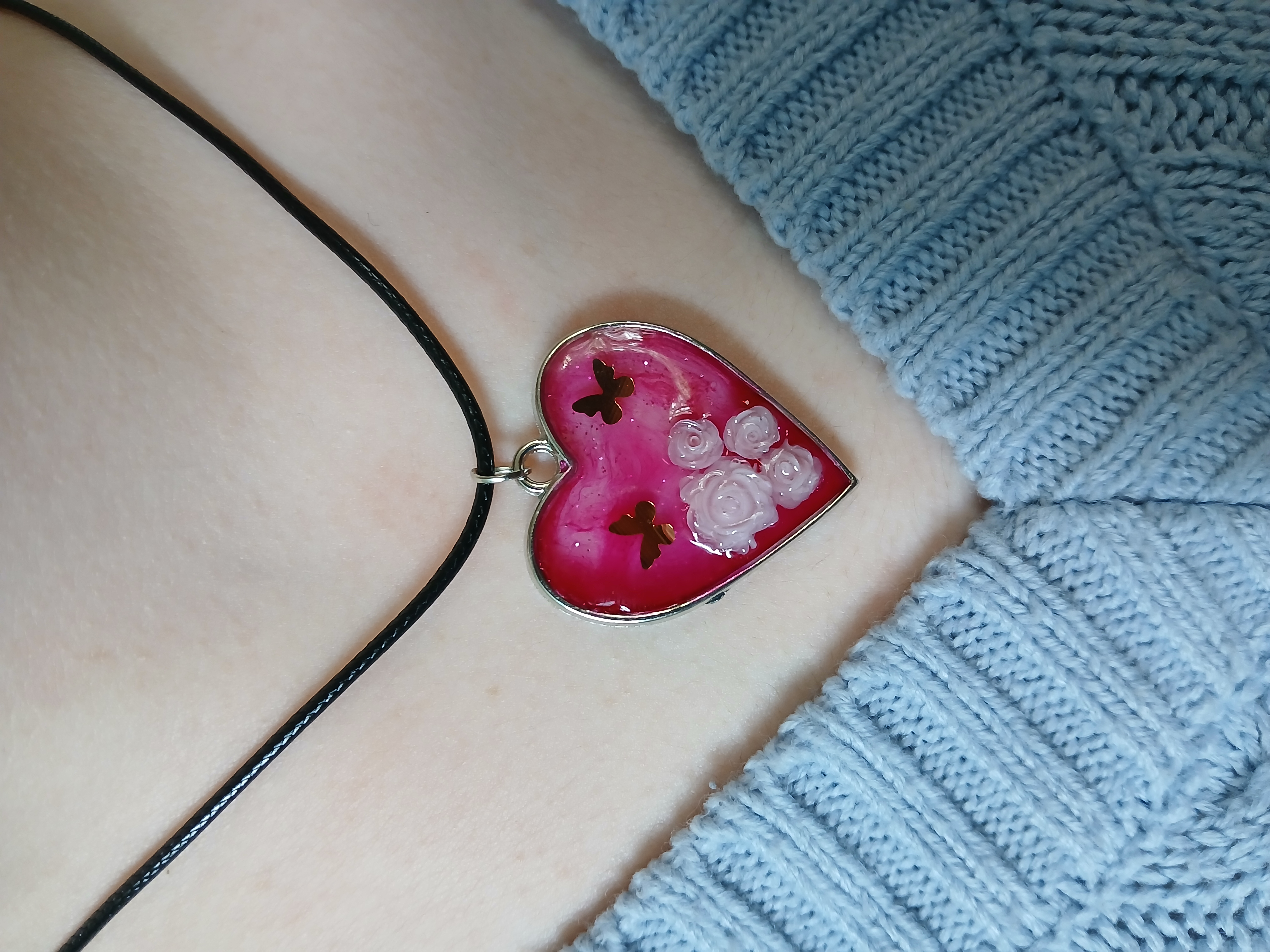 Collier pendentif cœur argenté 