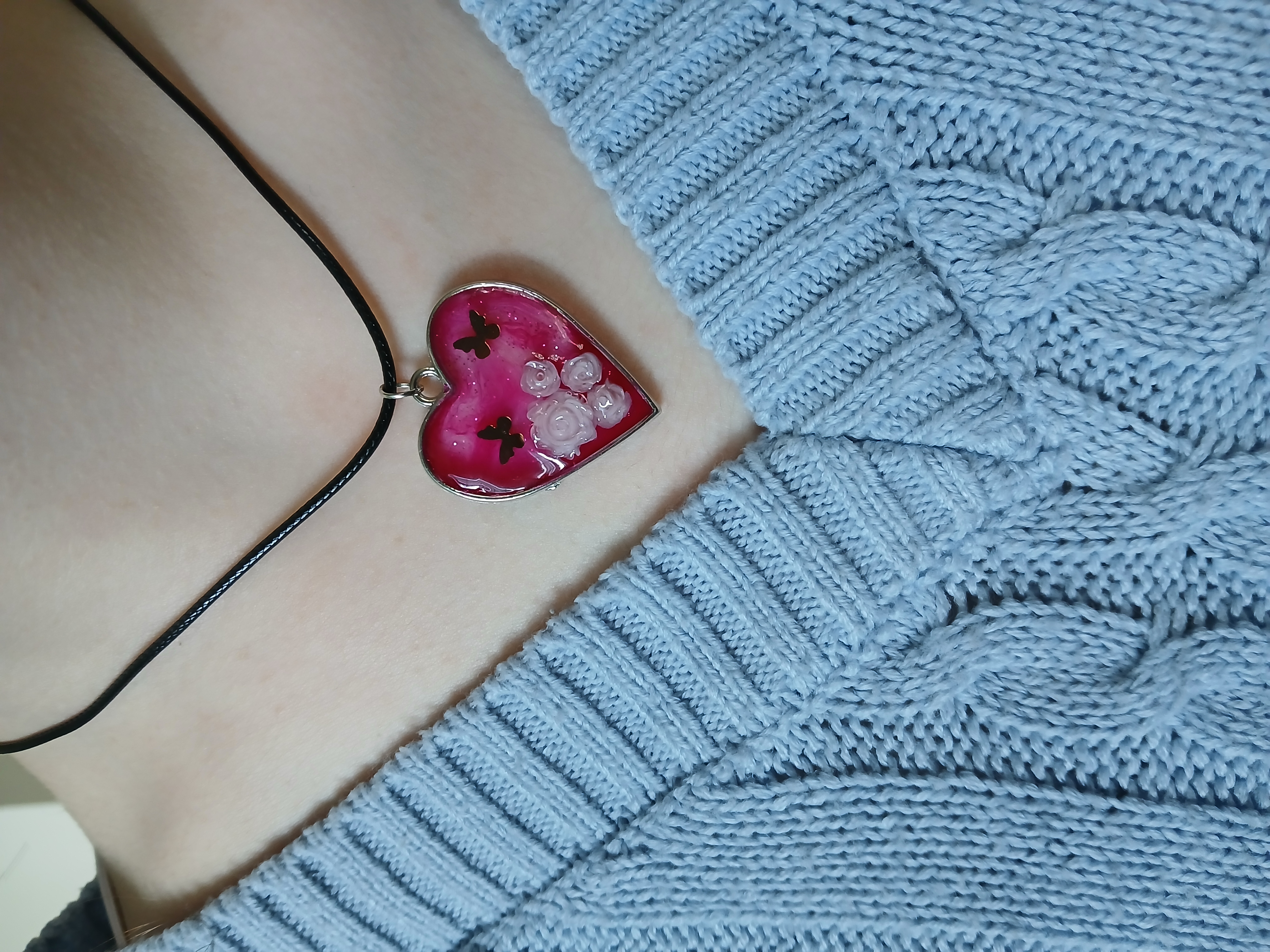 Collier pendentif cœur argenté 