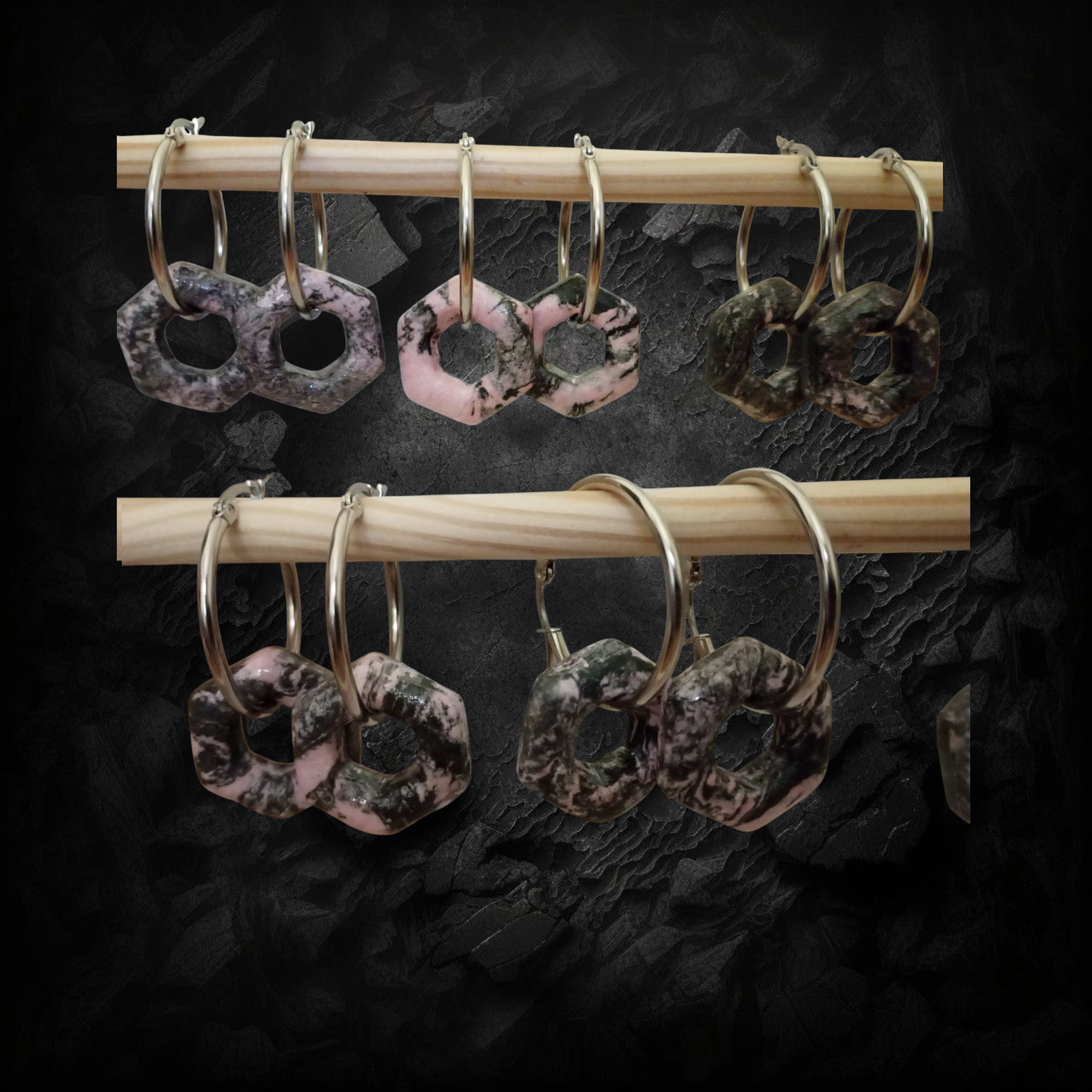 Boucles d'oreilles effet pierre