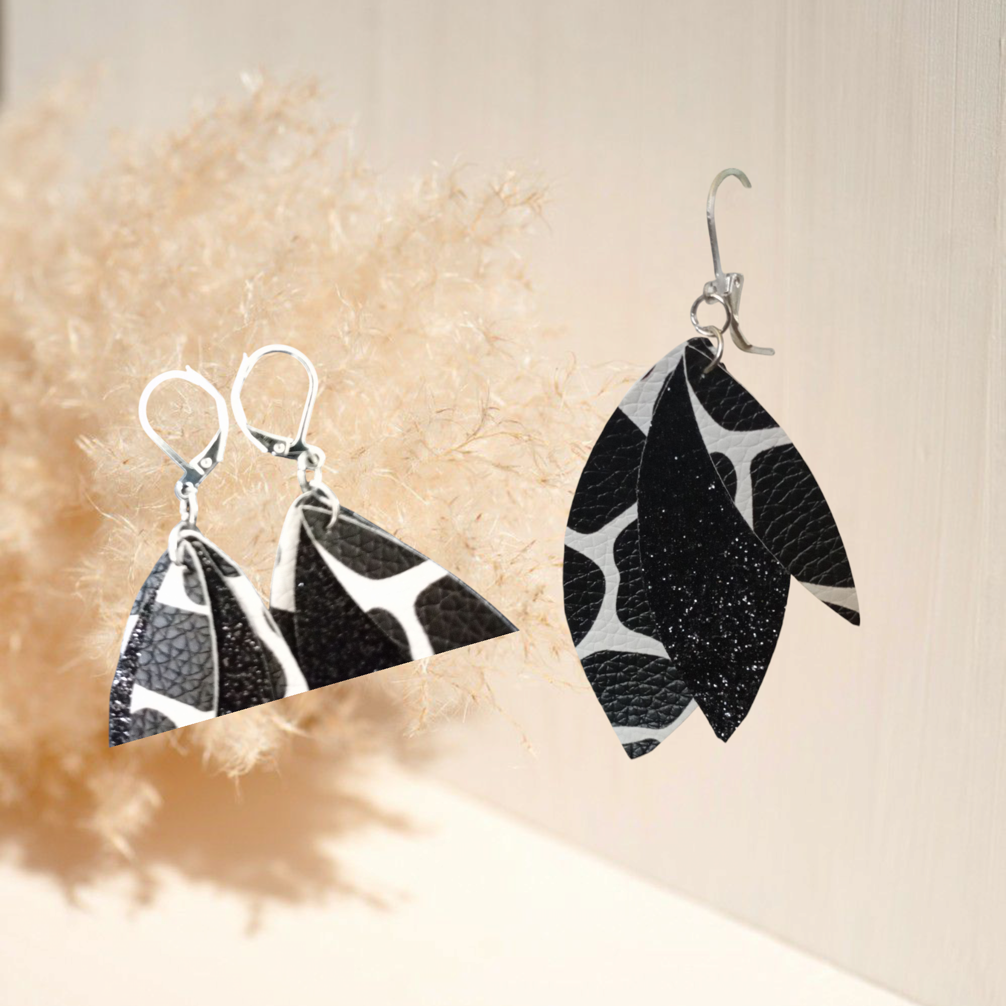 Boucles d'oreilles  black and white 