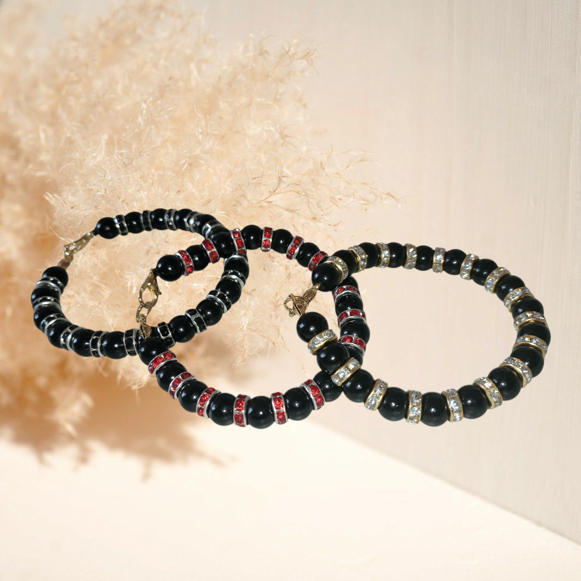 Bracelets en perles noires