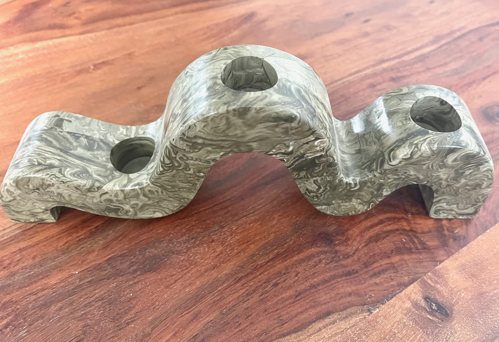 Support bougie kaki marbré 