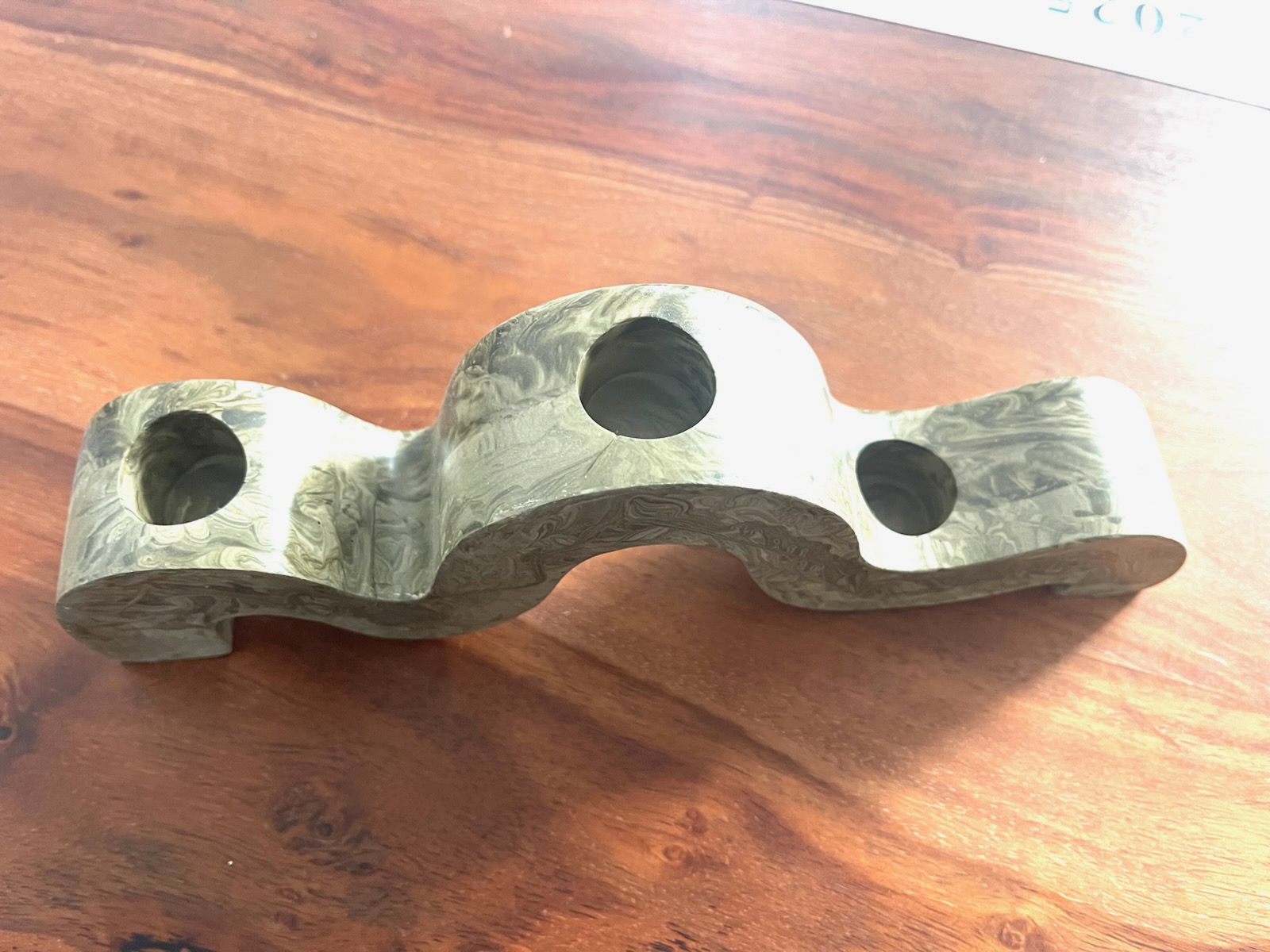 Support bougie kaki marbré 