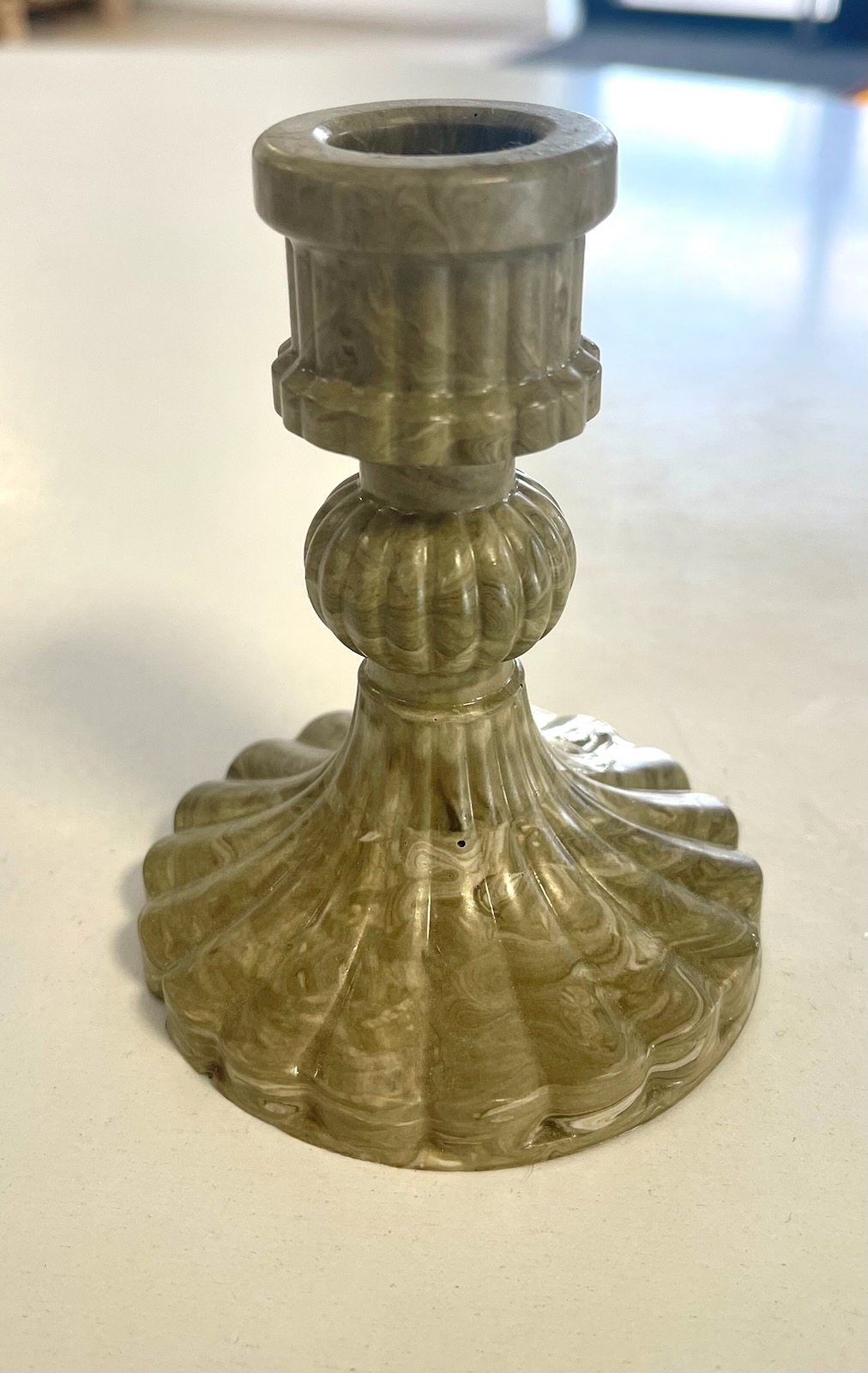 Bougeoir marbré kaki