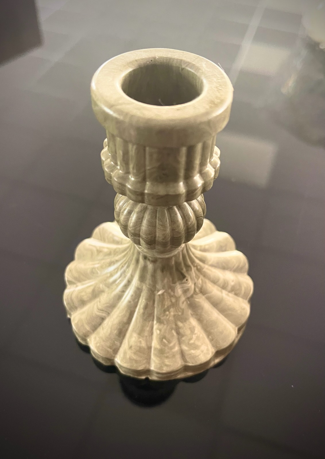 Bougeoir marbré kaki