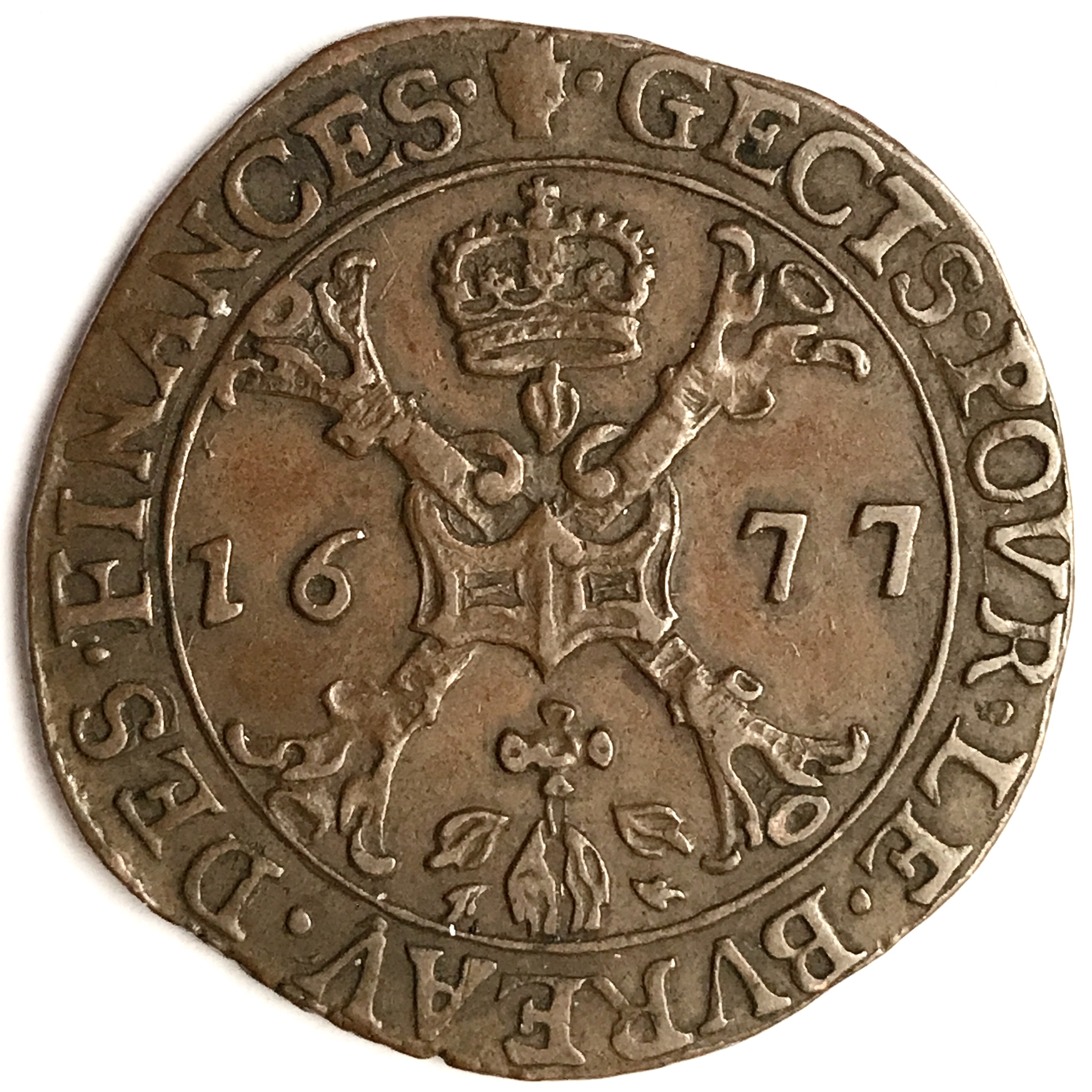 Charles II Pays-Bas espagnols Jeton Duché de Barbat 1677