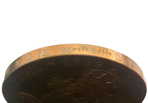 LOUIS XVI, Médaille reproduction d’un écu de Calonne N° 137/500. Superbe !