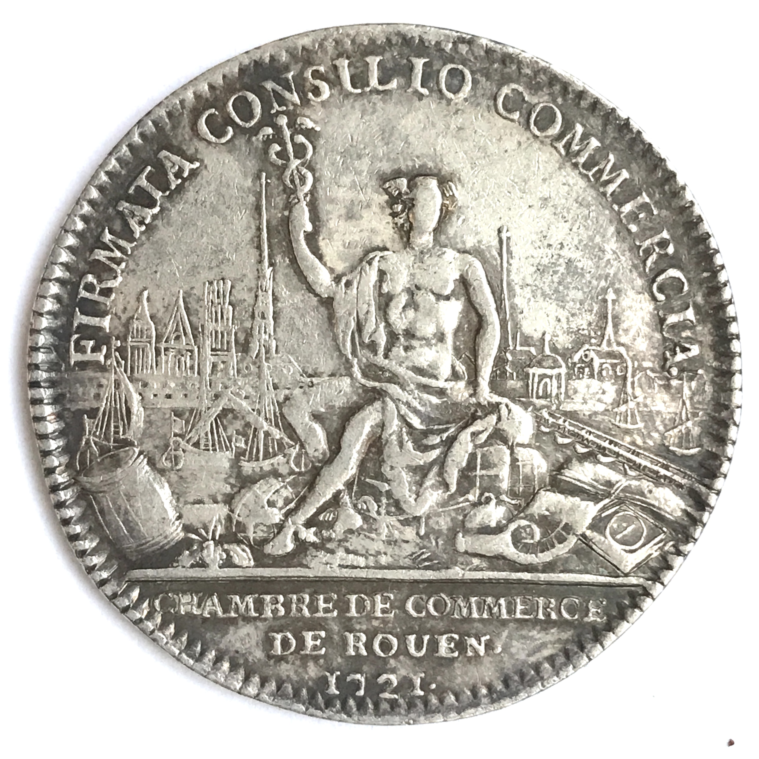 France, Jeton argent Louis XV. Chambre de commerce de Rouen 1721