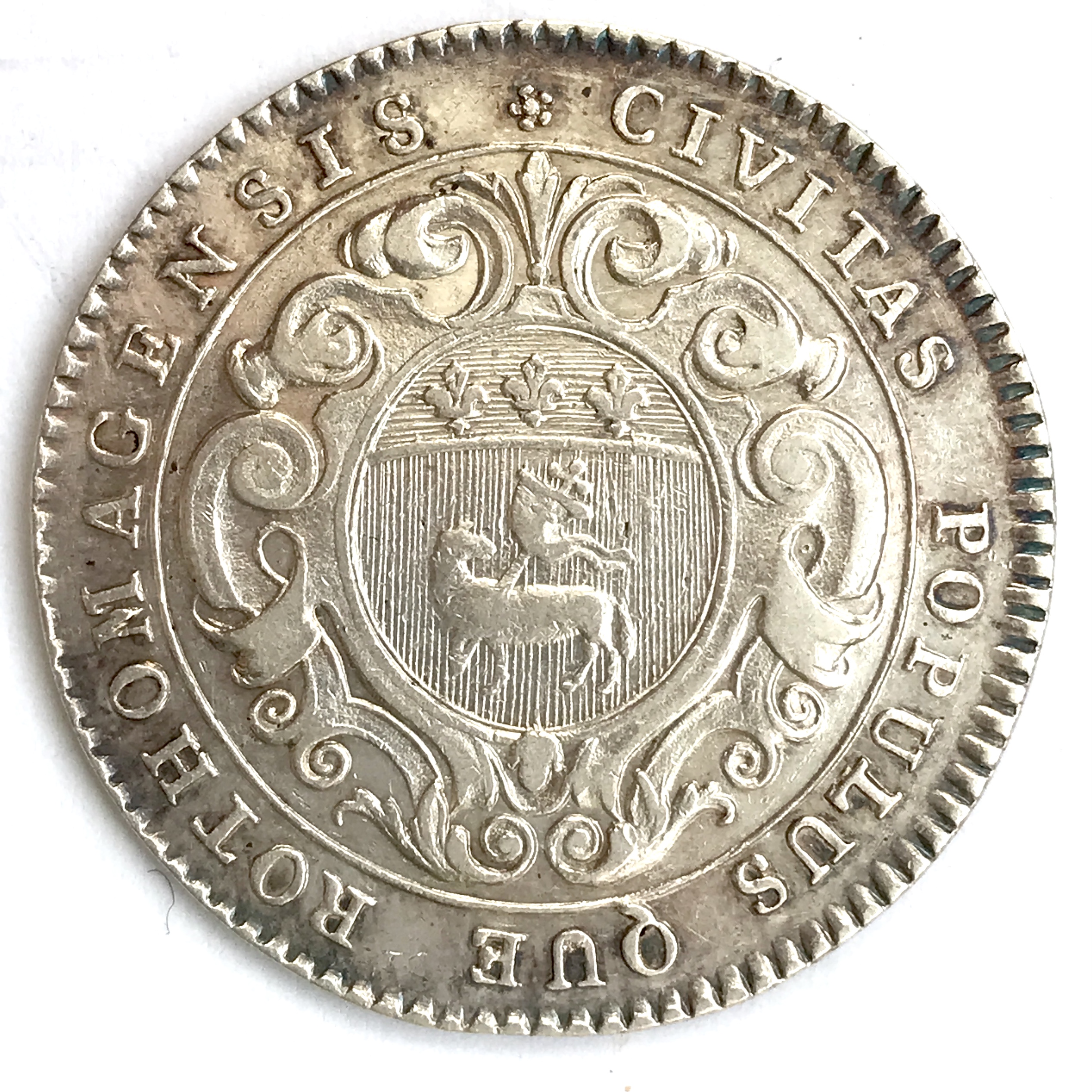 France, Jeton argent Louis XV. Ville et peuple de Rouen