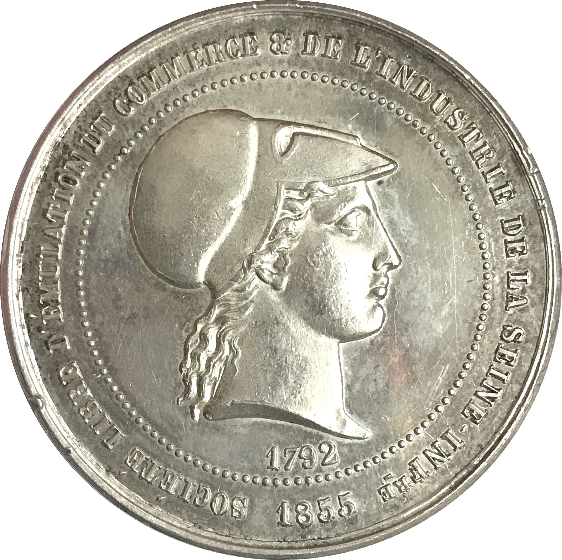 Haute Normandie, Jeton société d'émulation du commerce et de l'industrie de la seine inférieure 1855
