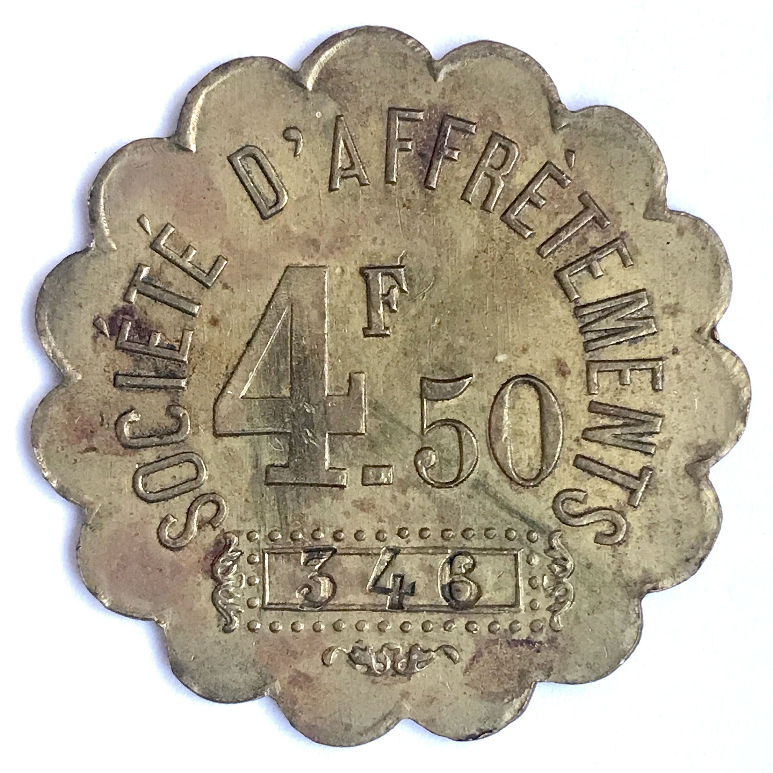 Société d'affrètement, bon pour 1/2 journée 4,5 Francs