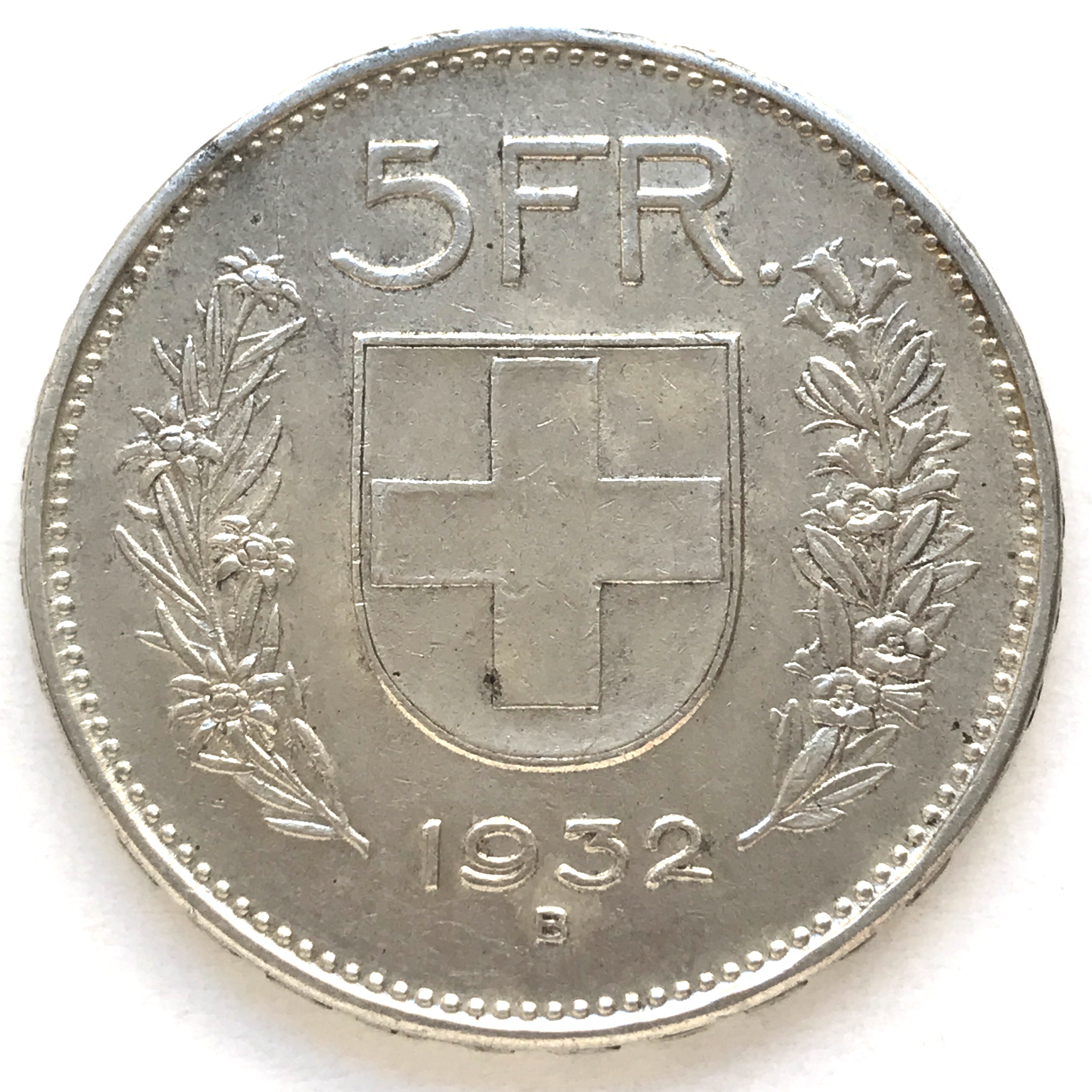 Suisse, 5 francs berger argent 1932 Berne