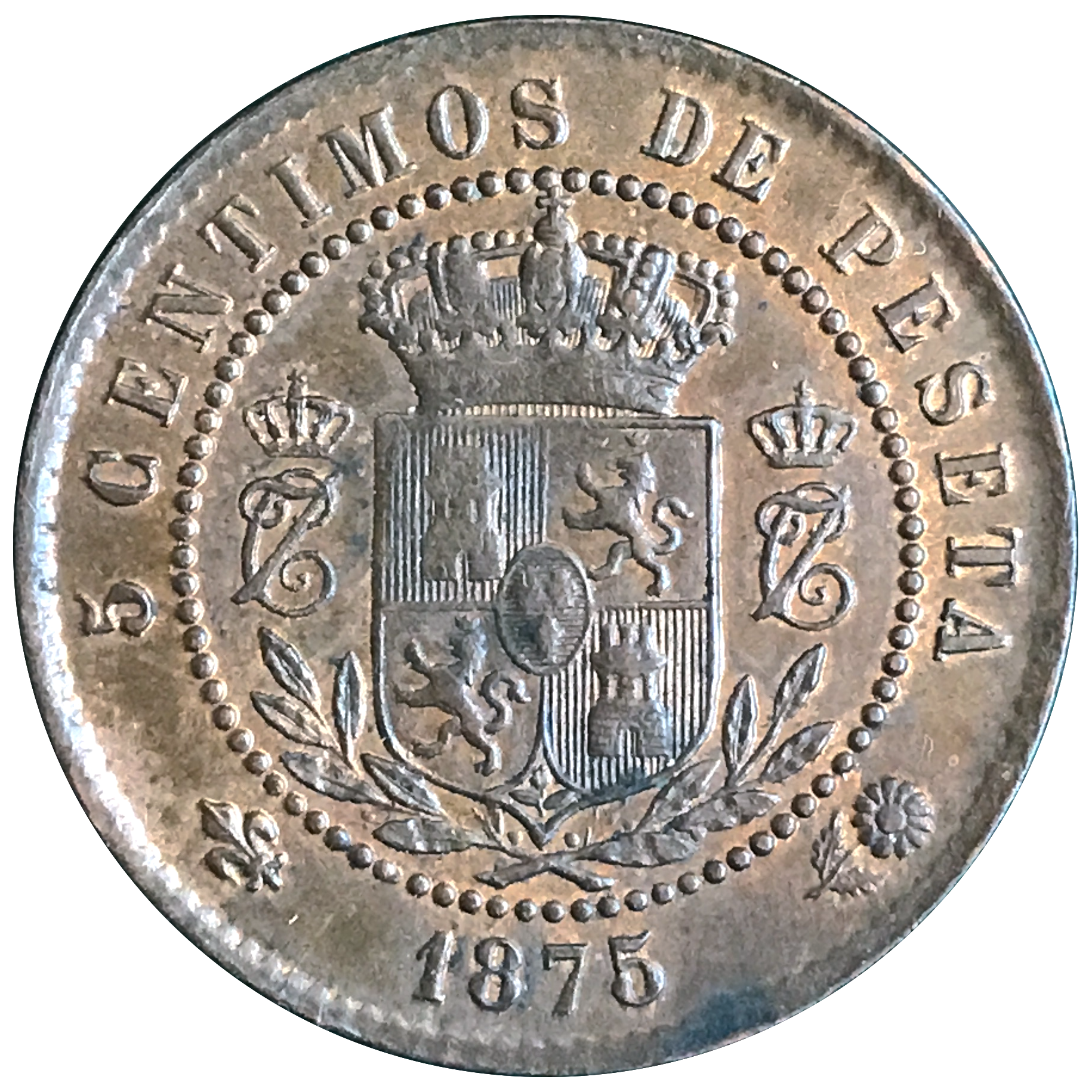 Espagne - 5 centimes 1875 Charles VII Prétendant