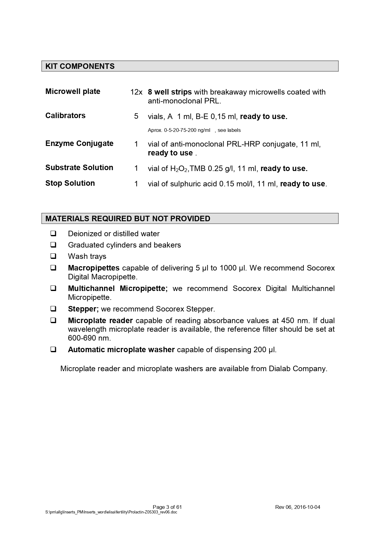 Reactivo ELISA para Prolactina