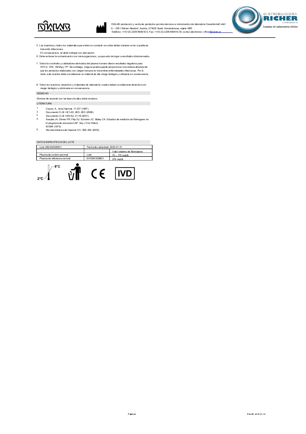 Reactivo  KIT DE FIBRINÓGENO