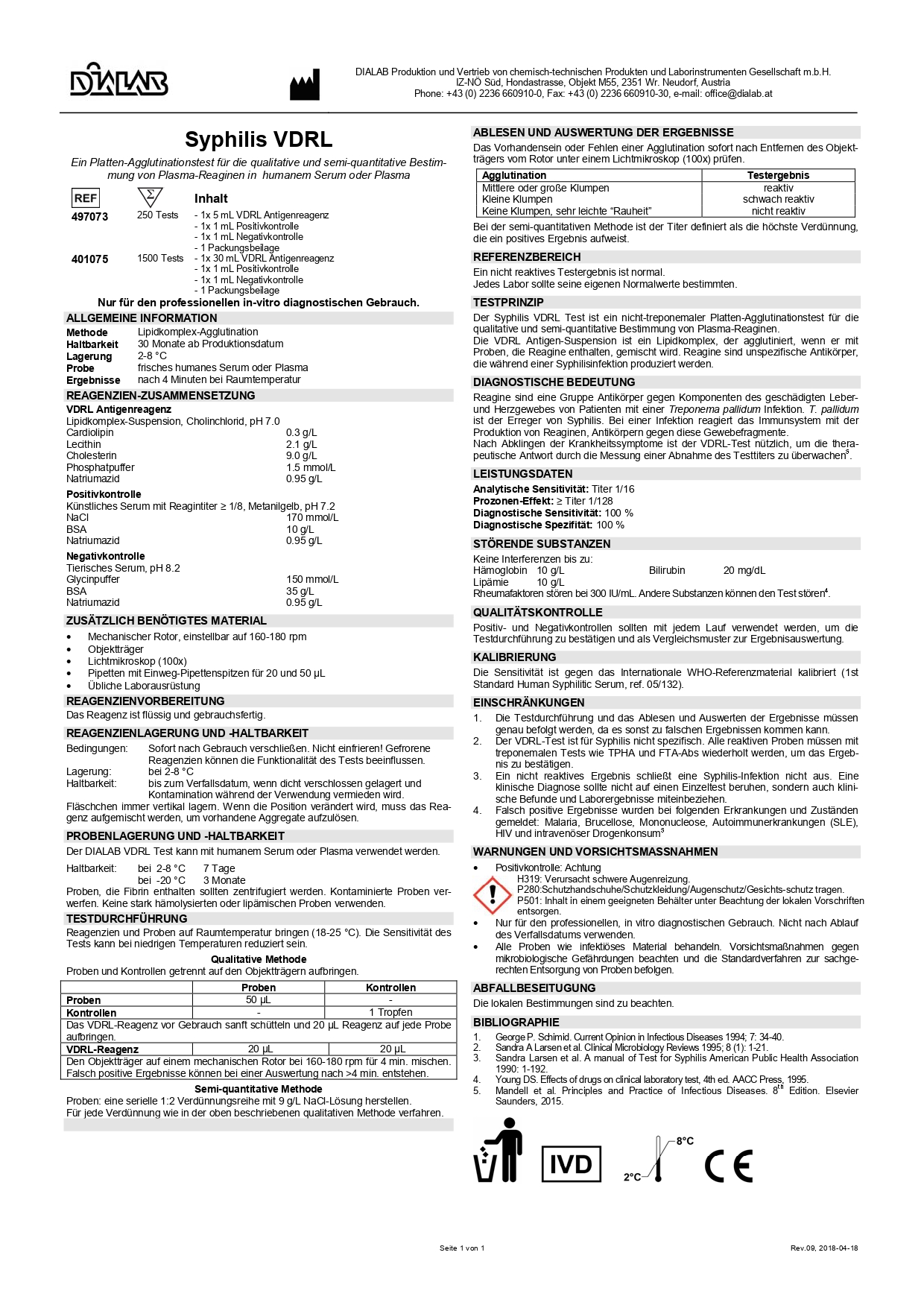 Reactivo VDRL para 250 Pbas