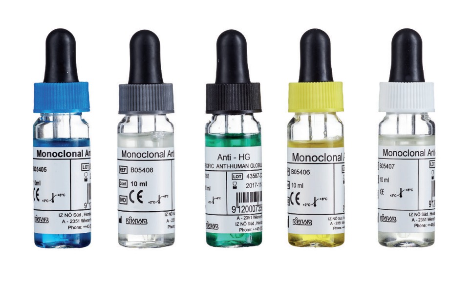 Sueros hemoclasificadores Anti-A, Anti-B, Anti-AB, Anti-D (IgM/IgG), Anti-HG