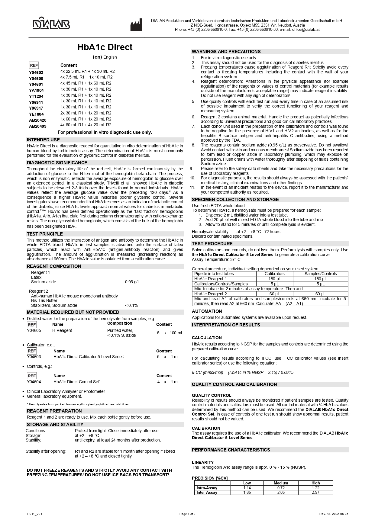Reactivo HbA1c Dialab