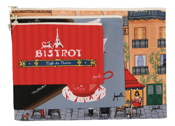 Lot de trois pochettes "Bistrot"
