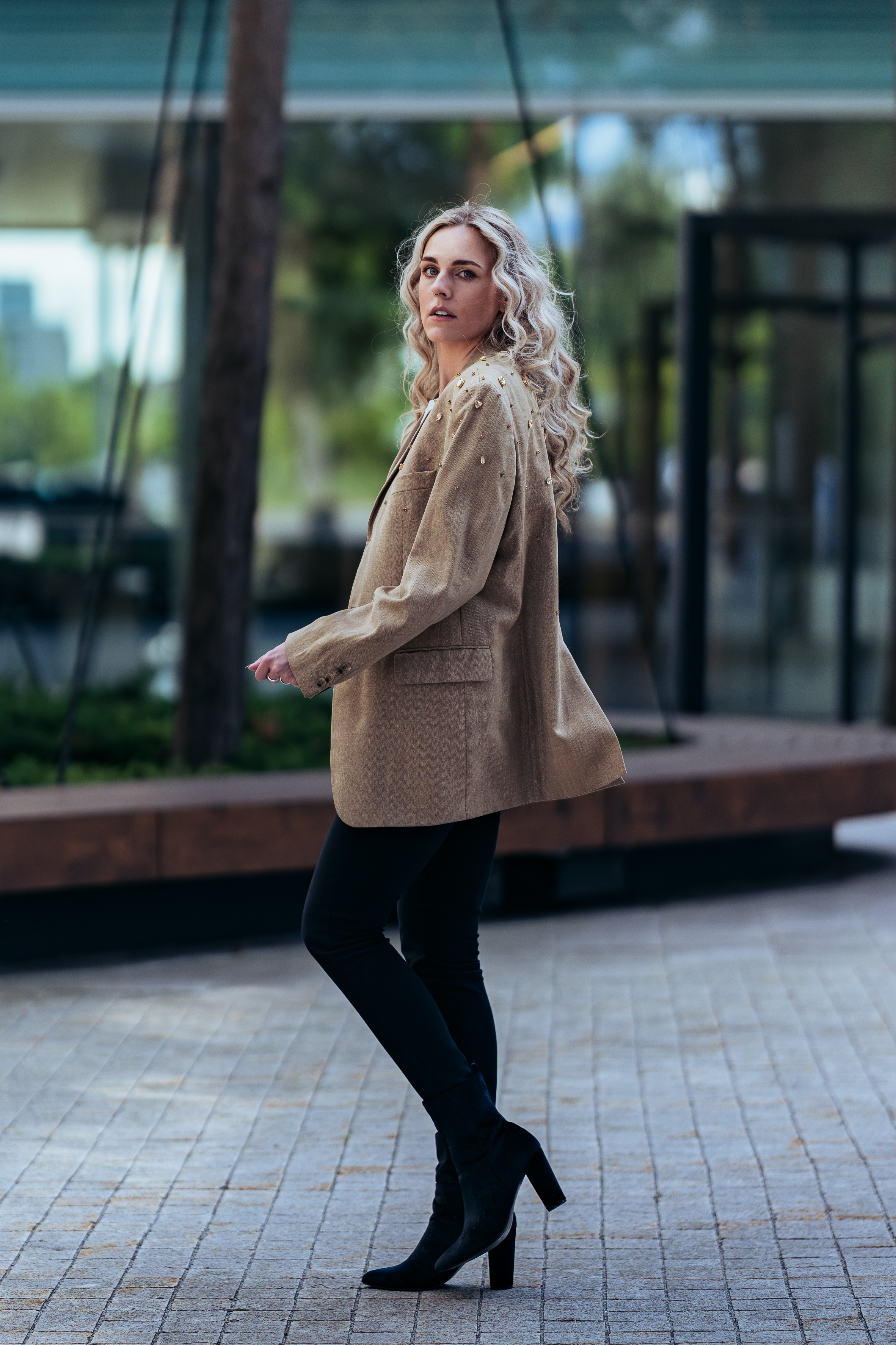 Vintažinis vilnos ir šilko švarkas su kristalais GOLDEN GLOW