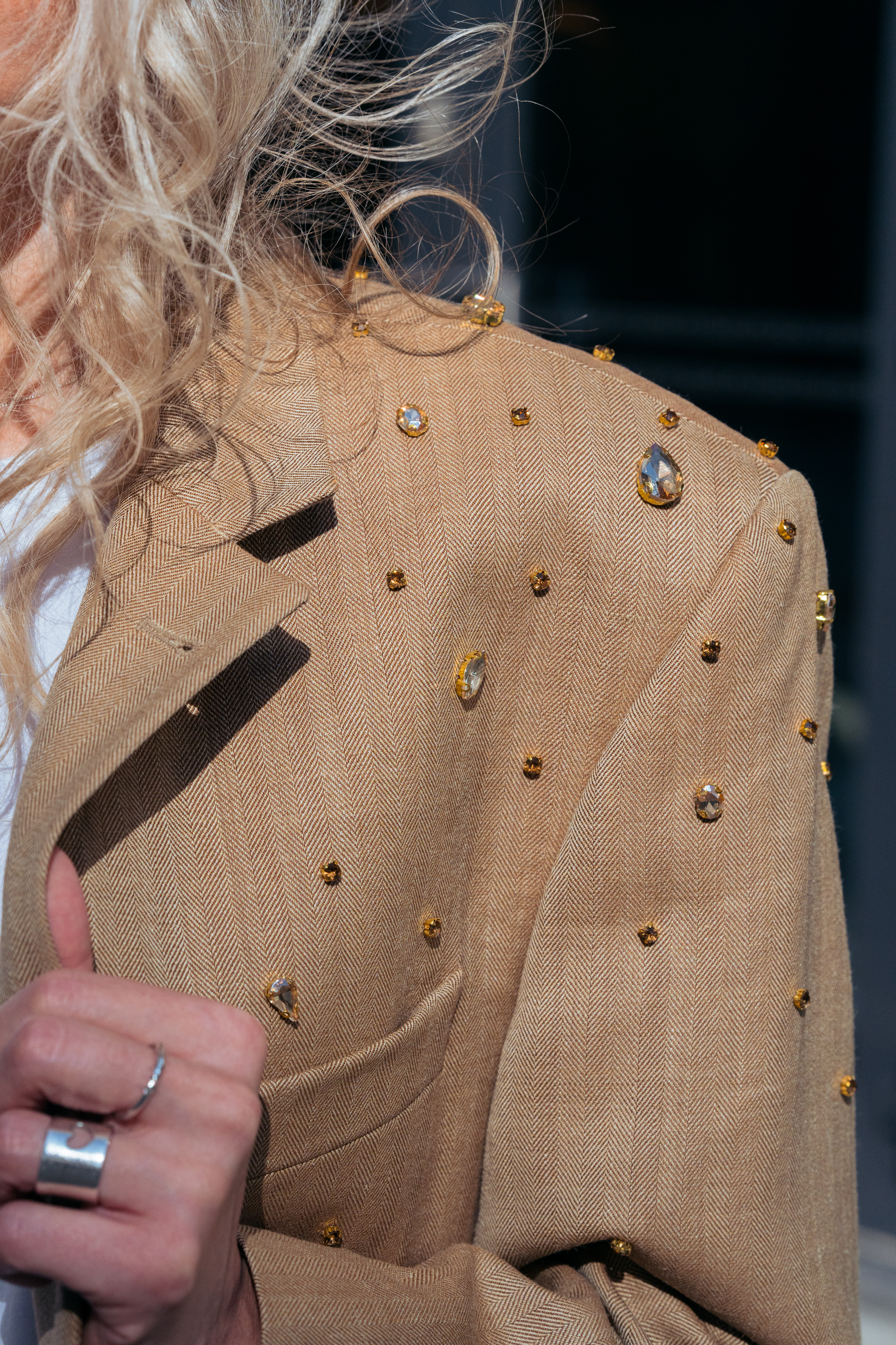 Vintažinis vilnos ir šilko švarkas su kristalais GOLDEN GLOW