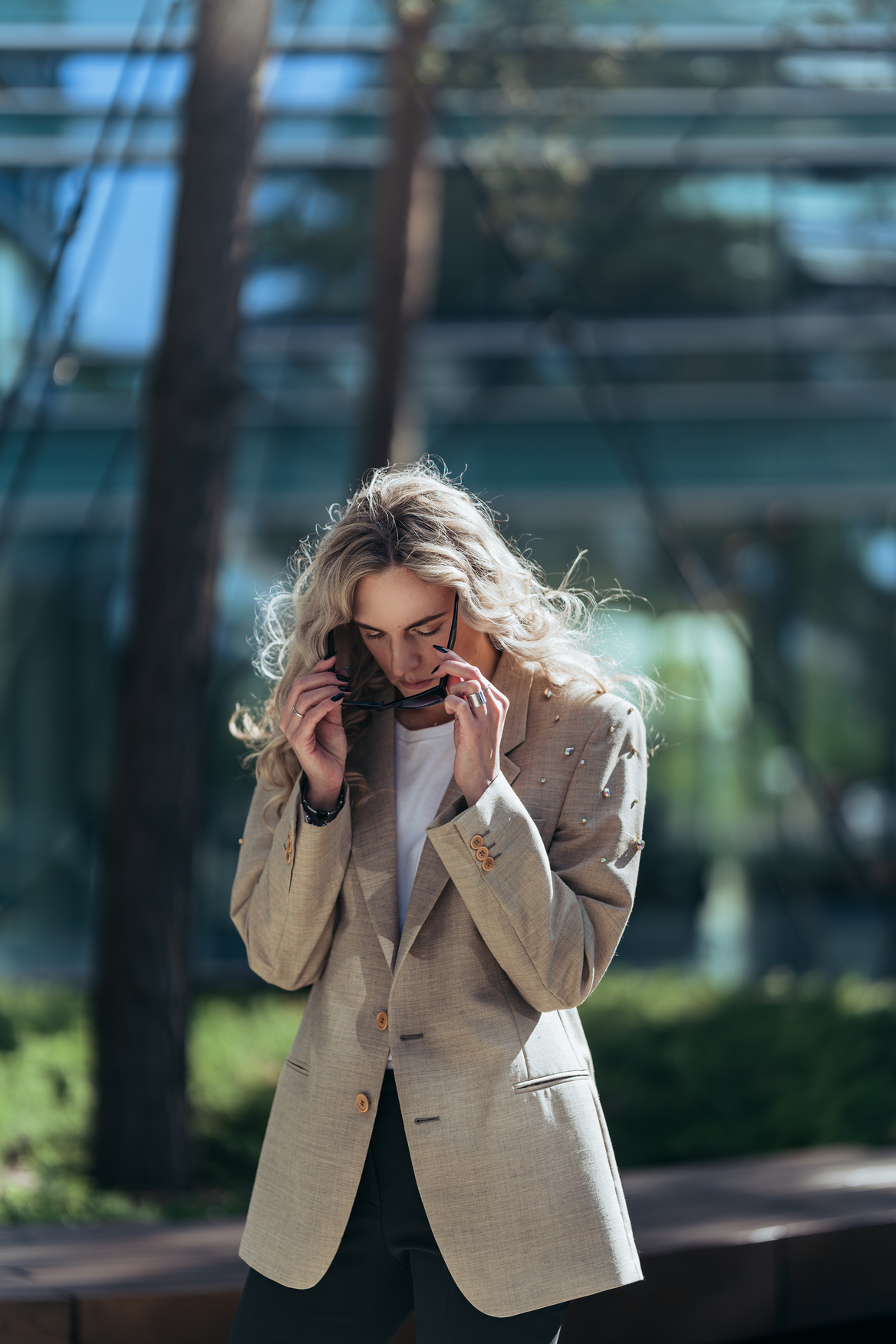 Vintažinis vilnos švarkas CRYSTAL BEIGE