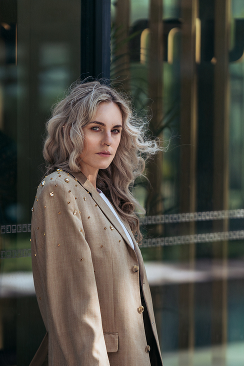 Vintažinis vilnos švarkas CRYSTAL BEIGE