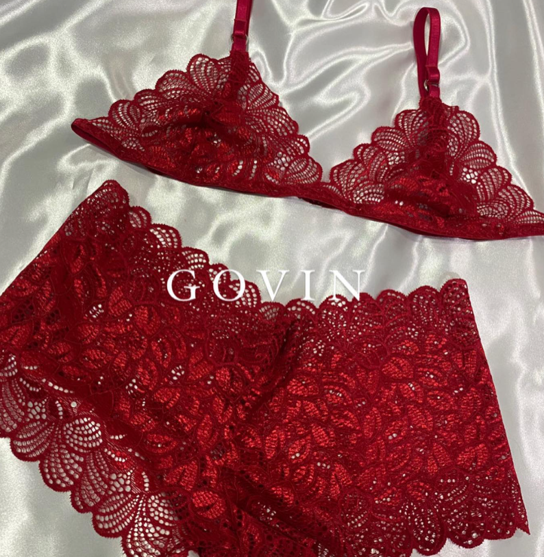 Coordinado Milan Encaje Rojo